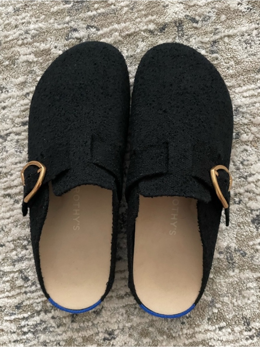 Rothy’s The Buckle Clog Boucle Black Gold Slip on Size 10 - Picture 5 of 5